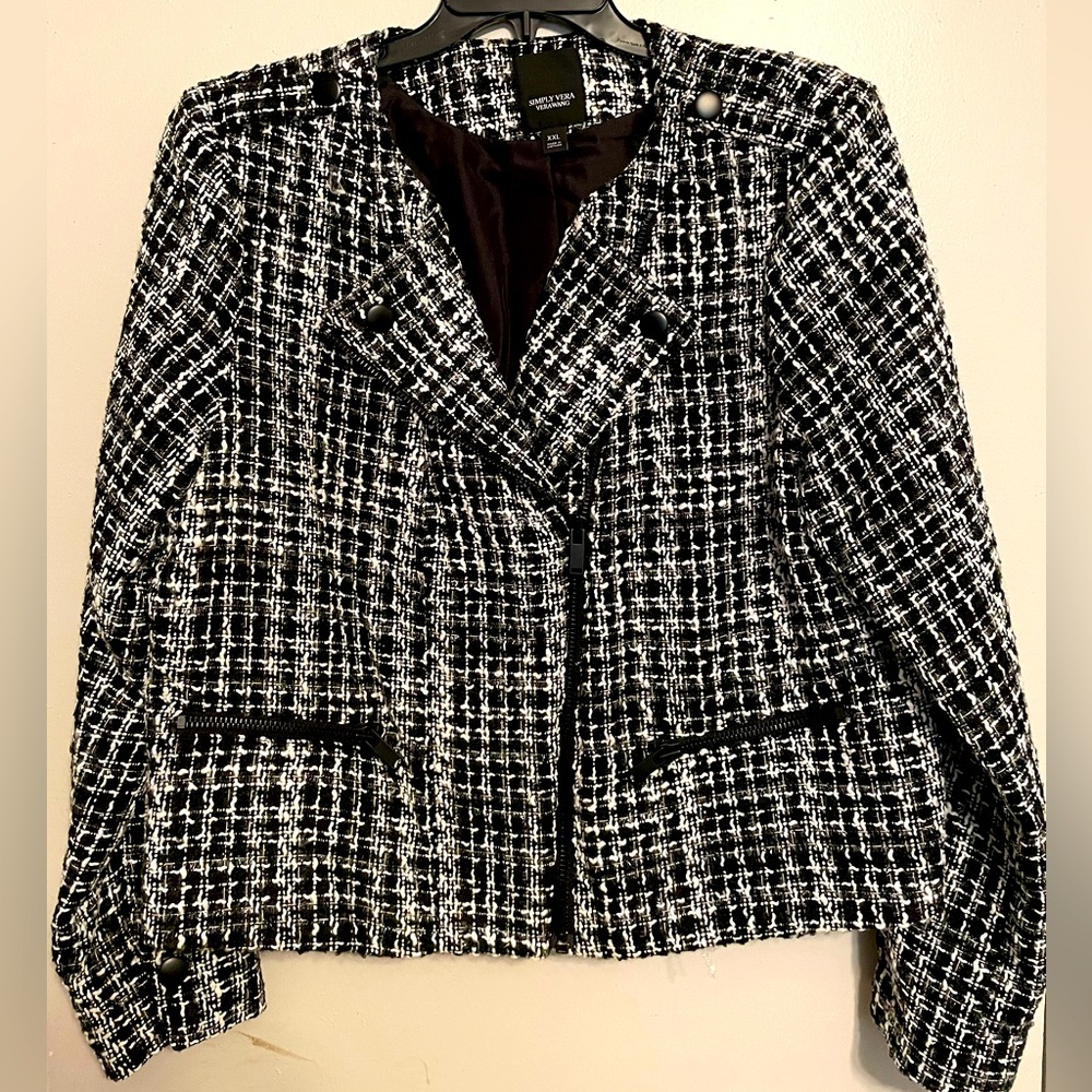 Simple Vera Motorcycle Style Blazer with Pockets